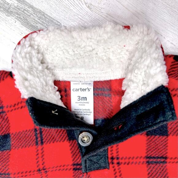 NWT Carter's Baby Fleece Pullover Sweater Buffalo Check Plaid 3 months - Picture 3 of 5